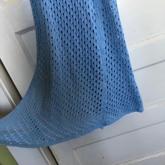 Baby Blue Crochet Swimsuit Cover Size Small Slit Midi Beach Vacation Boho - Picture 5 of 9
